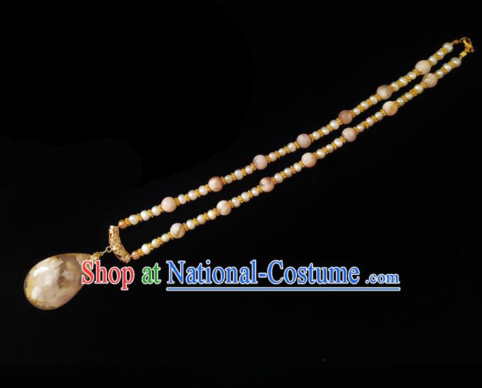 Chinese Handmade Stone Necklace Traditional Hanfu Jewelry Accessories Beads Necklet for Women