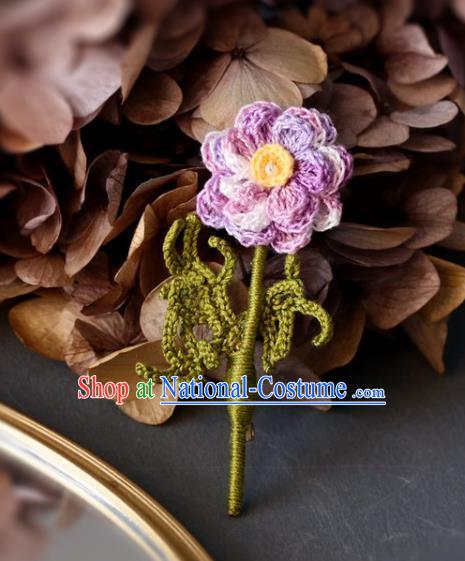 Top Grade Classical Wool Knitting Brooch Accessories Handmade Cheongsam Lace Flower Breastpin for Women