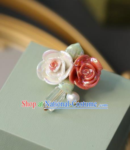 Top Grade Classical White and Red Rose Brooch Accessories Handmade Sweater Breastpin for Women