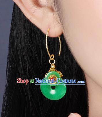 Traditional Chinese Peace Buckle Ear Accessories Handmade Eardrop National Cheongsam Green Earrings for Women