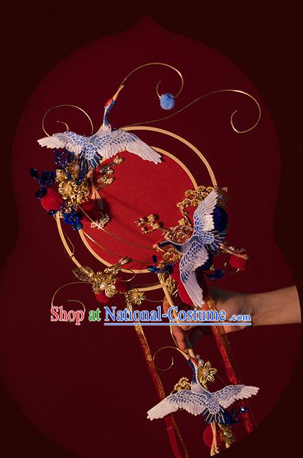 Top Grade Chinese Classical Wedding Fan Accessories Handmade Ancient Bride Embroidered Round Fans for Women