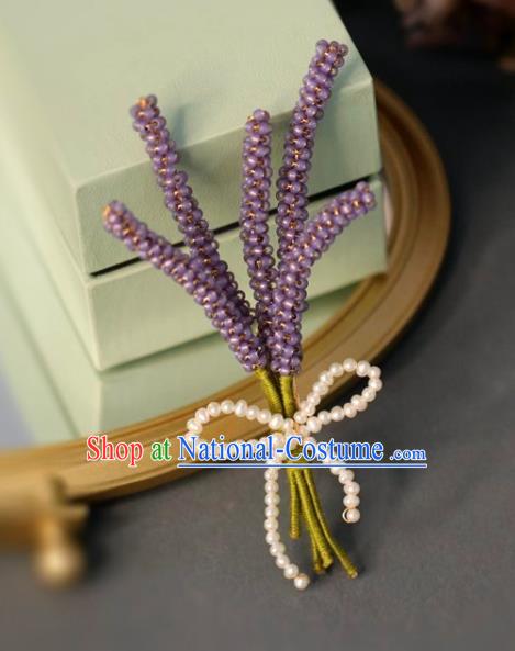 Top Grade Classical Purple Beads Lavender Brooch Accessories Handmade Sweater Bouquet Breastpin Ornaments for Women