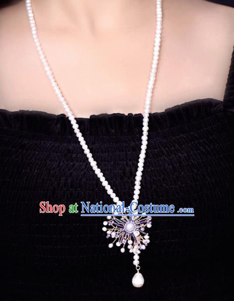 Baroque Handmade Pearls Necklace Jewelry Accessories European Retro Princess Hexagram Necklet for Women