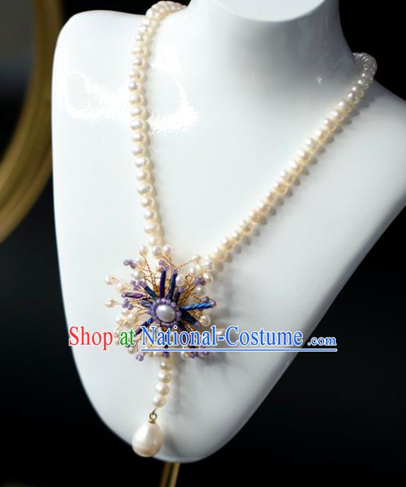 Baroque Handmade Pearls Necklace Jewelry Accessories European Retro Princess Hexagram Necklet for Women