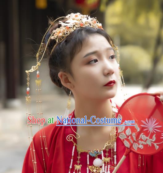 Chinese Traditional Ancient Bride Wedding Hair Crown Hanfu Hairpins Hair Accessories Headwear for Women