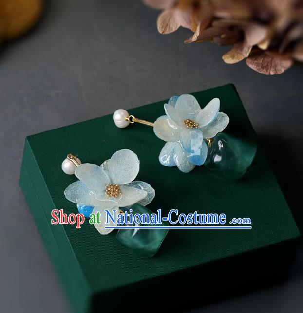 Princess Handmade Blue Lotus Earrings Classical Eardrop Fashion Jewelry Accessories for Women