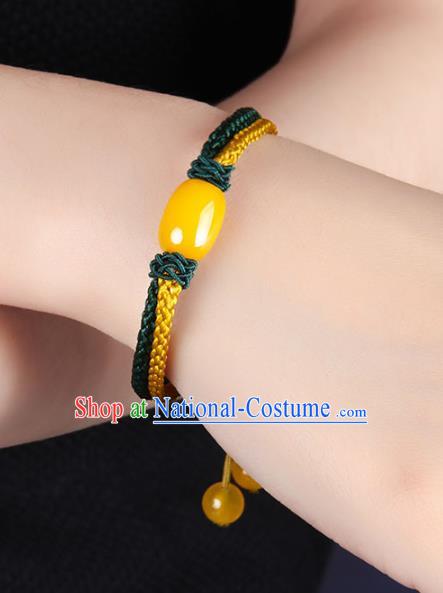 Handmade Chinese Traditional Canary Stone Bracelet Jewelry Accessories Decoration National Bangle for Women