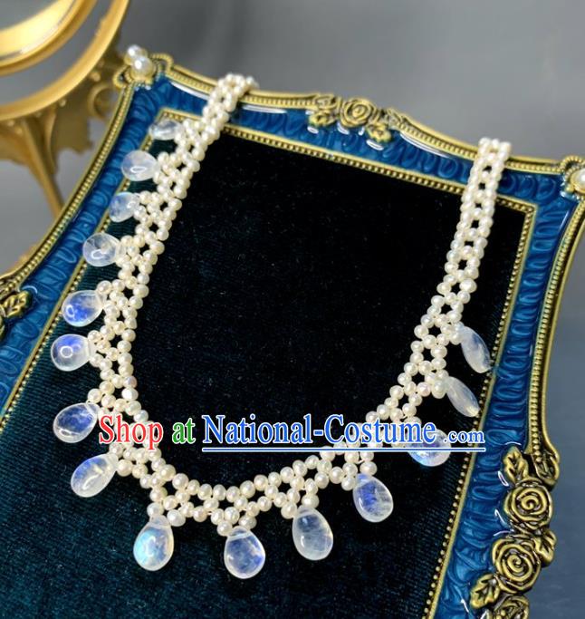 Baroque Handmade Beads Jewelry Accessories European Novel Design Moonstone Necklace for Women