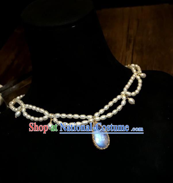 Baroque Handmade Moonstone Jewelry Accessories European Novel Design Pearls Necklace for Women