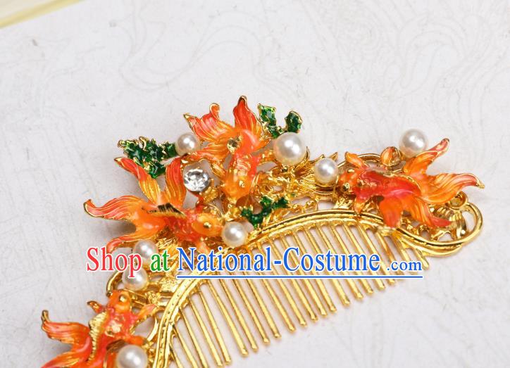 Chinese Traditional Ancient Princess Golden Hair Comb Hanfu Hair Accessories Headwear Hairpin for Women