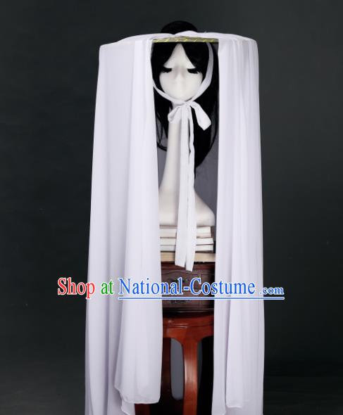 Chinese Traditional Ancient Goddess Headwear Handmade Hanfu Female Swordsman White Veil Bamboo Hat