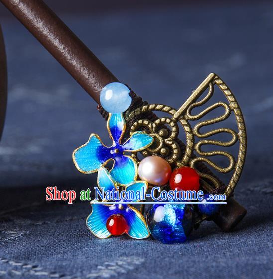 Chinese Traditional Cloisonne Fragrans Hairpins Hair Accessories Decoration Handmade Hair Accessories Wood Hair Clip for Women