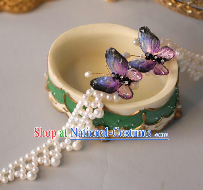 Baroque Handmade Purple Butterfly Necklace Jewelry Accessories European Novel Design Necklet for Women