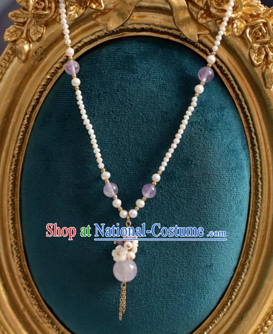 Baroque Handmade Amethyst Jewelry Accessories European Novel Design Pearls Necklace for Women