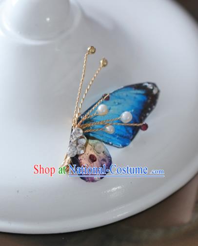 Top Grade Classical Blue Butterfly Brooch Accessories Handmade Sweater Breastpin Ornaments for Women