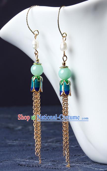 Traditional Chinese Long Tassel Ear Accessories Handmade Eardrop National Cheongsam Earrings for Women