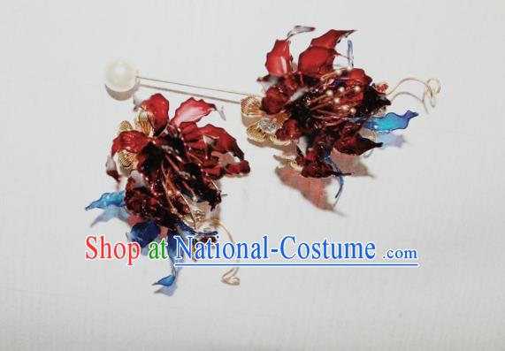 Baroque Handmade Wedding Jewelry Accessories European Princess Red Spider Lily Brooch for Women