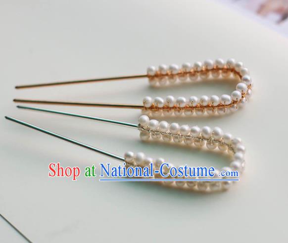 Handmade Chinese Classical Song Dynasty Hair Accessories Ancient Princess Pearls Hairpins Hanfu Headwear for Women