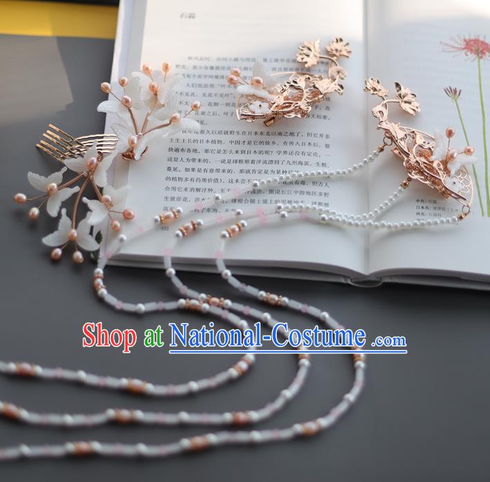 Chinese Classical Hair Combs Traditional Hanfu Hair Accessories Handmade Tassel Hairpins Complete Set