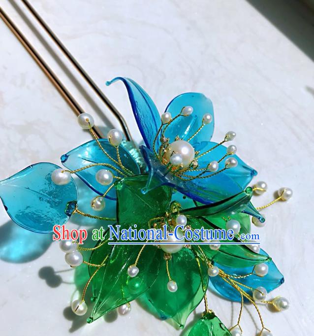 Handmade Chinese Court Princess Flowers Hairpins Traditional Classical Hair Accessories Ancient Qing Dynasty Hair Clip for Women