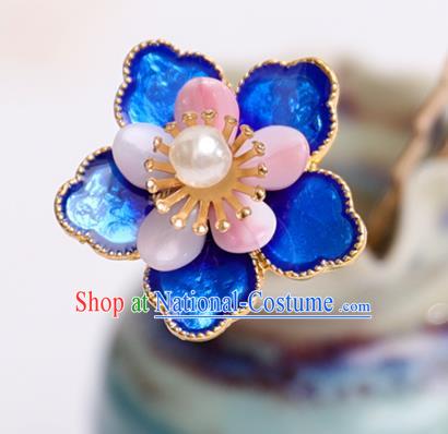 Handmade Chinese Classical Blueing Flower Hairpins Traditional Hair Accessories Ancient Hanfu Hair Clip for Women