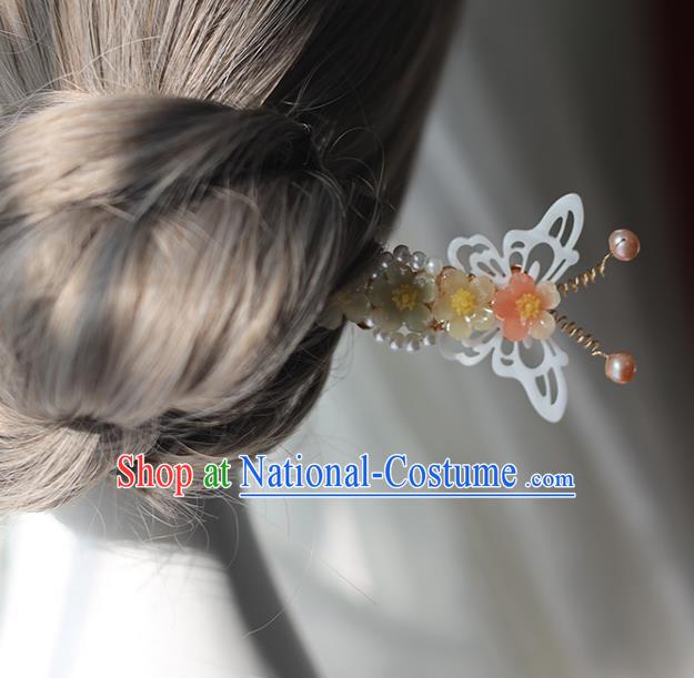 Handmade Chinese Pearls Hair Clip Traditional Classical Hanfu Hair Accessories Ancient Princess Shell Butterfly Hairpins for Women