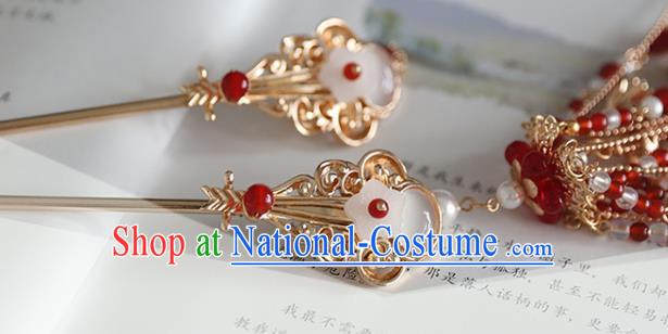 Handmade Chinese Classical Golden Hairpins Traditional Hair Accessories Ancient Tang Dynasty Hanfu Hair Clip for Women