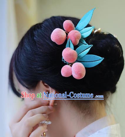 Handmade Chinese Classical Silk Hairpins Traditional Hair Accessories Ancient Hanfu Pink Peach Hair Claw for Women