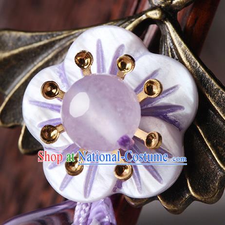 Traditional Chinese Violet Flower Ear Accessories Handmade Eardrop National Cheongsam Earrings for Women