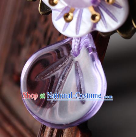 Traditional Chinese Violet Flower Ear Accessories Handmade Eardrop National Cheongsam Earrings for Women