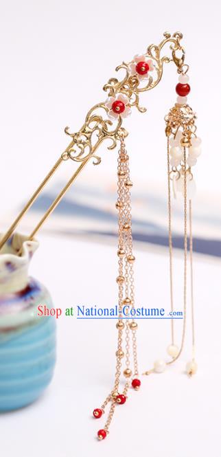 Handmade Chinese Classical Golden Tassel Hairpins Traditional Hair Accessories Ancient Hanfu Hair Clip for Women