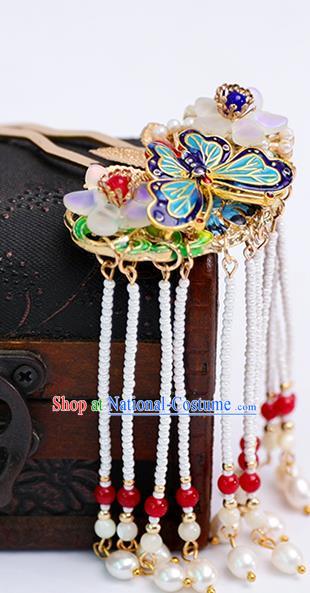 Chinese Classical Wedding Cloisonne Hair Crown Traditional Bride Hair Accessories Handmade Hanfu Butterfly Tassel Hairpins Full Set