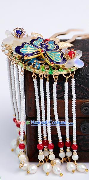 Chinese Classical Wedding Cloisonne Hair Crown Traditional Bride Hair Accessories Handmade Hanfu Butterfly Tassel Hairpins Full Set