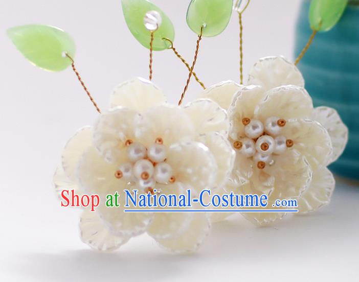 Handmade Chinese Classical Shell Peony Hairpins Traditional Hair Accessories Ancient Hanfu Hair Clip for Women