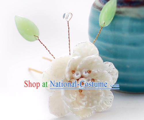 Handmade Chinese Classical Shell Peony Hairpins Traditional Hair Accessories Ancient Hanfu Hair Clip for Women