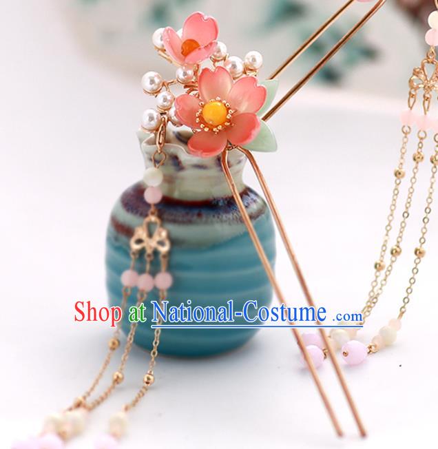 Chinese Classical Wedding Red Lotus Hair Crown Traditional Bride Hair Accessories Handmade Hanfu Tassel Hairpins Full Set