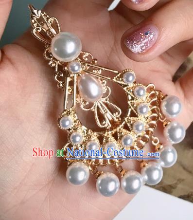 Handmade Chinese Ming Dynasty Pearls Hair Claw Traditional Hair Accessories Ancient Court Hairpins Hair Stick for Women