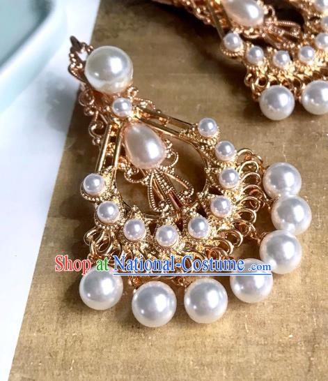 Handmade Chinese Ming Dynasty Pearls Hair Claw Traditional Hair Accessories Ancient Court Hairpins Hair Stick for Women