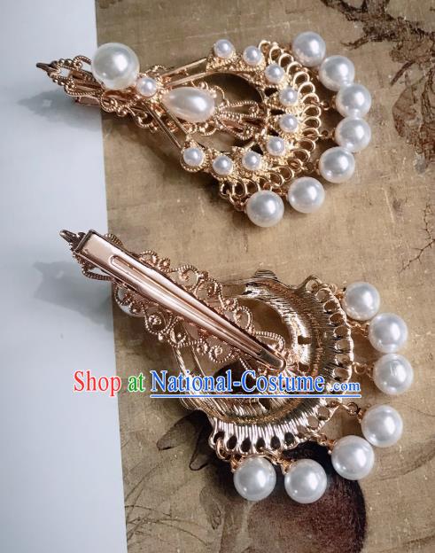 Handmade Chinese Ming Dynasty Pearls Hair Claw Traditional Hair Accessories Ancient Court Hairpins Hair Stick for Women