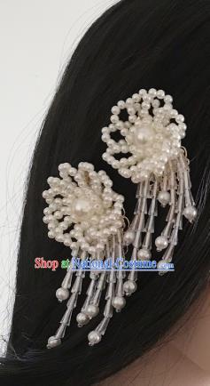 Handmade Chinese Ming Dynasty Pearls Hair Claw Traditional Hair Accessories Ancient Court Princess Hairpins Hair Stick for Women