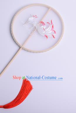 Handmade Chinese Traditional Dance Silk Fan Accessories Decoration Hanfu Embroidered Fox Palace Fan for Women