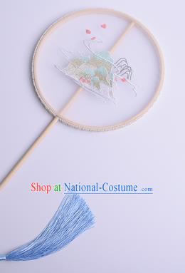 Handmade Chinese Traditional Dance Silk Fan Accessories Decoration Hanfu Embroidered Mountain Palace Fan for Women