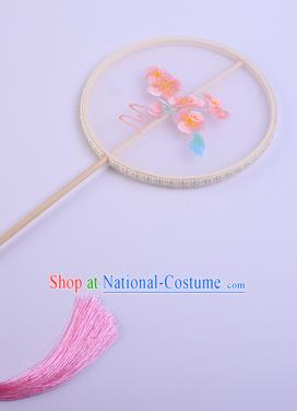 Handmade Chinese Traditional Dance Silk Fan Accessories Decoration Hanfu Embroidered Peach Blossom Palace Fan for Women