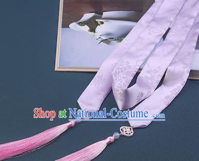 Chinese Traditional Hanfu Lilac Hairband Hair Accessories Handmade Hair Rope Tassel Hair Clasp for Women