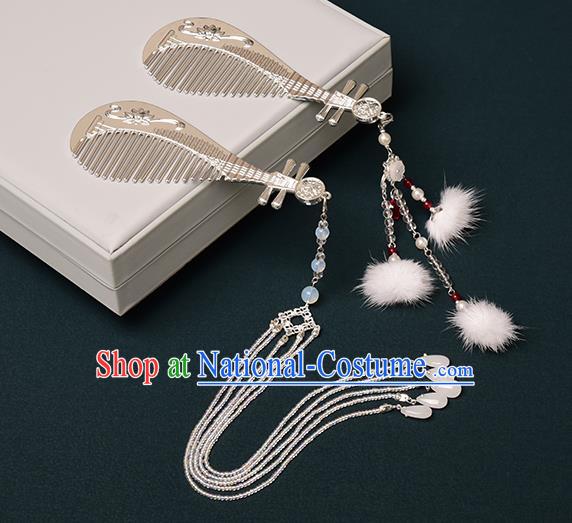 Chinese Traditional Hanfu Hair Comb Hair Accessories Handmade Tang Dynasty Tassel Hairpins for Women