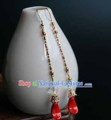 Chinese Handmade Long Tassel Earrings Traditional Hanfu Ear Jewelry Accessories Classical Eardrop for Women