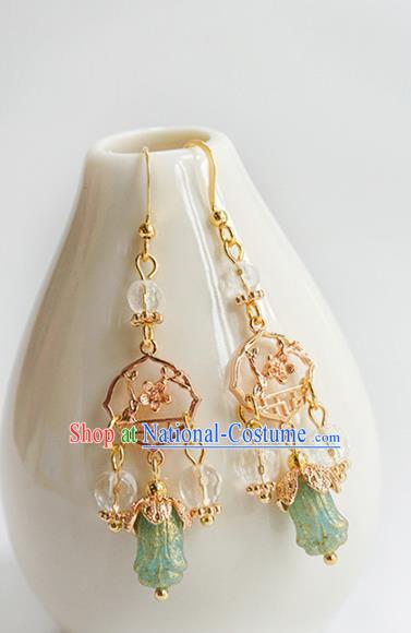 Chinese Handmade Hanfu Court Earrings Traditional Ear Jewelry Accessories Classical Golden Eardrop for Women