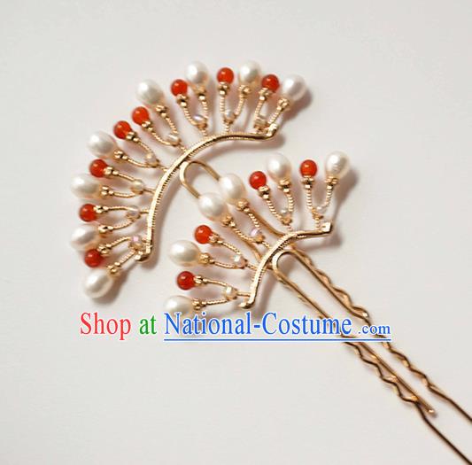 Handmade Chinese Tang Dynasty Hair Clip Traditional Hair Accessories Ancient Court Classical Golden Hairpins for Women