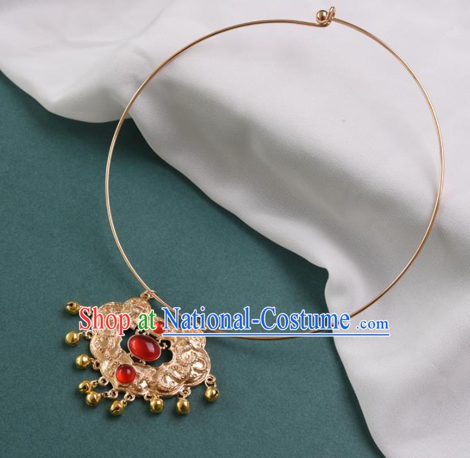 Chinese Handmade Golden Necklet Decoration Traditional Ming Dynasty Necklace Accessories Longevity Lock for Women