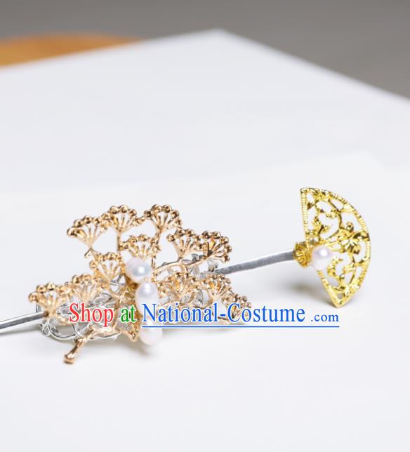 Chinese Traditional Ancient Swordsman Headwear Handmade Jin Dynasty Hairpin and Pine Hair Crown